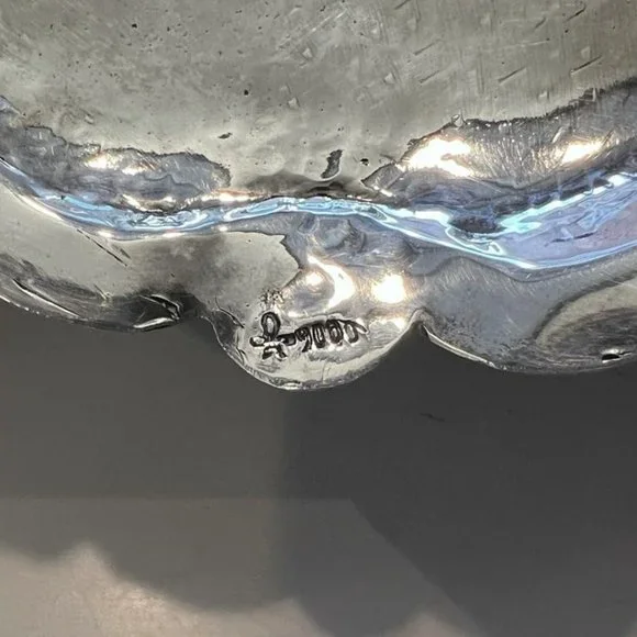🚨Vintage 900 Sterling Silver Oblong Platter Tray 12x16” Lobed Floral Rim 24oz - Picture 10 of 11